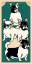 Placeholder:  a group of french bulldogs that are on top of each other, a poster by Nōami, ukiyo-e, anime aesthetic, minimalist.