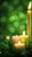 Placeholder: A very delicate New Year's composition, sparkling patterns, very delicate, iridescent bokeh. Marijuana green , small blurry candles