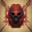 Placeholder: Mystery red meat pattern mask, dramatique, art background, dramatic lighting, volumetric lighting, hyperrealisme, 8k, high quality, lot of details, fit within portrait