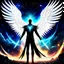 Placeholder: Gorgeous digital artwork. To merge Slender Man with Angel. Very strong and agile with his wings, the Cosmic Feng stands his ground. Chicken in the Chaos God Realm