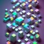 Placeholder: grey 3D colorful geometric installation, simplistic, studio lighting, C4D, 16k, Behance, Artstation, centered, top down camera, vibrant