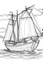 Placeholder: outline art for cute Boat coloring pages with sitch, white background, Sketch style, full body, only use outline, toddlers style, clean line art, white background, no shadows and clear and well outlined.