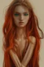 Placeholder: Beautiful perfect perfectly centered photorealistic lady crayon on pastel paper long hair, bronze-orange hair, rainbow dress, full-body portrait by Greg Rutkowski, medium shot