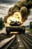 Placeholder: A tank explosion crossing a bridge ,