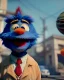 Placeholder: hybrid character, Sesame Street muppet head with body man, police dress, Wes Anderson style, concept art, smooth, unreal engine 5, god lights, ray tracing, RTX, lumen lighting, ultra detail, volumetric lighting, 3d.