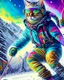 Placeholder: Hermosa Pintura coloreada arte graffiti de un gato antropomorfico con traje de esquiador, esquiando en la nieve, calidad ultra, hiperdetallado,12k