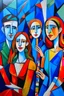 Placeholder: picasso style cubism 5 people