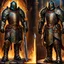 Placeholder: Closeup of an old, dark, detailed and heavy armour set that gives its owner incredible power. Heavy, Dark, Old. On armor stand. No detailed background.Magical. Epic. Dramatic, highly detailed, digital painting, masterpiece