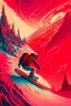 Placeholder: Snowboarding, psychedelic, red tones, fantasy landscape