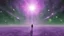 Placeholder: matrix universe, space, planets, god creation walking on light purple, green