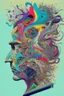 Placeholder: "Chaos Is Our Mental State"; Side Profile Of A Human Head Full Of A Chaotic Whirlwind Of Faces, Symbols, Words, And Products; Pop Art; Surrealism; Salvador Dali, Alex Pardee, Insanely Detailed; Intricate; Award-Winning; Bright Pastels