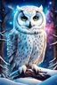 Placeholder: Beautiful snow owl in a magical forest with magical cosmic sky.