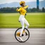 Placeholder: lady driving a Unicycle Wheel Bike