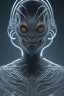 Placeholder: evil predator, alien, tron, head, bitcoin eyes, 8k, finely detailed, dark light, photo realistic, hr giger, cyberpunk