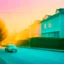 Placeholder: Photograph of a liminal suburbs, light pastel colors, blurred image from 90's