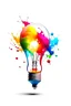 Placeholder: Photo illustration of colorful bulb with splash of colors on white backgroundgenerative ai