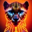 Placeholder: A beautiful portrait of a cyborg cheetah yellow neon color scheme, high key lighting, volumetric light high details psychedelic background