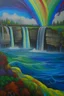Placeholder: Rainbow over Niagara Falls Rapids; Acrylic Paint; Neo-Impressionism; symbolism; contemporary; Van Gogh; Hundertwasser; Giger