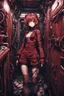 Placeholder: Anime girl crushed inside claustrophobic really diesel in engin room of the ship, fullbody, intricate, darkred tones, macro photography,