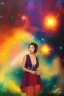 Placeholder: Full body portrait, painting, medium shot lady Spacecore background volumetric supernova