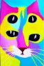 Placeholder: painting, bright colors, cat, happy