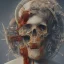 Placeholder: half zombie half human, blood in a bright red color flows down, hr giger, steam punk, realistic, made in octane, cinematic, ultra-realistic, extremely detailed octane rendering, 8K, VRAY Super Real ar 2:3, dof photorealistic futuristic 50mm lens hard lighting dark gray tintype photograph, realistic lighting, sepia color