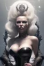 Placeholder: Pamela Anderson as evil queen in black leather, leather, busty, cleavage, angry, stern look. character design by cory loftis, fenghua zhong, ryohei hase, ismail inceoglu and ruan jia. unreal engine 5, artistic lighting, highly detailed, photorealistic, fantasy