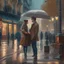 Placeholder: rainy street romantic meeting