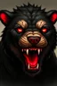 Placeholder: Sabre tooth with black fur and red eyes with canines poking out