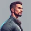 Placeholder: A man with masculine and strong features represents a successful, strong and unbreakable mentality ,Side shot of face and body , single man ,high quality , 8k , good background with nice color and calm color , in digital illustration style