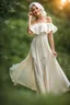 Placeholder: full body of very beautiful ukrain lady wearing cream_white pretty maxi flared dress ,white gray hair ,standing idle happy pose in studio