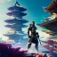 Placeholder: full body Cyberpunk Ninja wearing full samurai armor, a katana sword in each paw, golden ratio, no cut off, fake detail, trending pixiv fanbox, acrylic palette knife, style of makoto shinkai studio ghibli genshin impact james gilleard greg rutkowski chiho aoshima, dramatic lighting