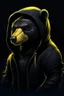 Placeholder: cyber punk honey badger wearing a black hoodie