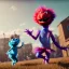 Placeholder: Ultra realistic circus scene. Sweet hair monster muppet and Child’s playing, smile, happy, color bubbles, smooth color, waist up view, Wes Anderson style, dark ambient, highly detailed, concept art, unreal engine 5, god rays, ray tracing, RTX, lumen lighting, ultra detail, volumetric lighting, 3d, finely drawn, high definition, high resolution.