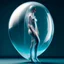 Placeholder: A futuristic woman shaped as a transparent balloon.