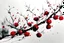 Placeholder: delicate Japanese Sumi-e, rose hips in the snow, pure, simple, Zen, perfect balance, white, black and red Modifiers: elegant beautiful award winning crisp quality pen and ink Delicate