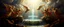 Placeholder: master oil painting by Rembrandt,fountain of air water angels singing, display of god rays over blessed earth