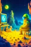 Placeholder: beeple satoshi nakamoto THE ONLY LIMIT IS YOUR IMAGINATION in the sandbox with bucket and spade and bitcoins fighting aliens cyborgs and penguins and punks