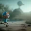 Placeholder: Mr. Peanuts running away from an alien spaceship