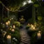 Placeholder: A lush garden adorned with flickering candles and fairy lights, creating a warm and enchanting atmosphere.