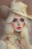 Placeholder: goddess blond hair romantic blouse make up hat