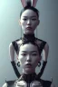 Placeholder: Portrait, Front image, cyberpunk Asian woman with rabbit mask, black pink color, latex dress, highly detailed, concept art, smooth, unreal engine 5, god rays, ray tracing, RTX, lumen lighting, ultra detail, volumetric lighting, 3d, finely drawn, high definition, high resolution.