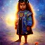 Placeholder: subtle indigenous child in a galactic ambiance, light, sun