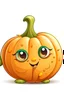 Placeholder: 2D art for one cute pumpkin , white background, cartoon style, no shadows.