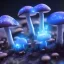 Placeholder: MUSHROOMs stars galazy SPACE lANDSCAPE BURNING IN BLUE FLAMES