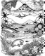 Placeholder: coloring pages for kids, Pacific island shaped Japanese ink painting, muted colors, including Dark black highlights to draw attention , rice paper texture, splashed paint, tropical beach, paradise, sea turtles, yellow sun, a Polynesian warrior , Art drawing ; ink , super detailed, text a the bottom “Tonga”, anime cartoon style, thick lines, low detail, black and white, no shading, --ar 85:110