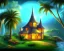 Placeholder: mystical house on a hot tropical island, fantasy art,