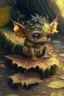 Placeholder: cute tiny forest demon sitting on a fallen leaf, intricately detailed, photorealistic, oil on canvas, trending on art station, high definition, hdr, cute, beautiful in sunshine