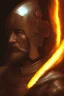 Placeholder: Fire theme art, Dark moody night atmosphere, Portrait of a warrior man by Michelangelo, 8K, close-up face, anatomically perfect face, wide-angle