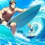 Placeholder: anime boy, anime boy, surfer boy, surfer, waves